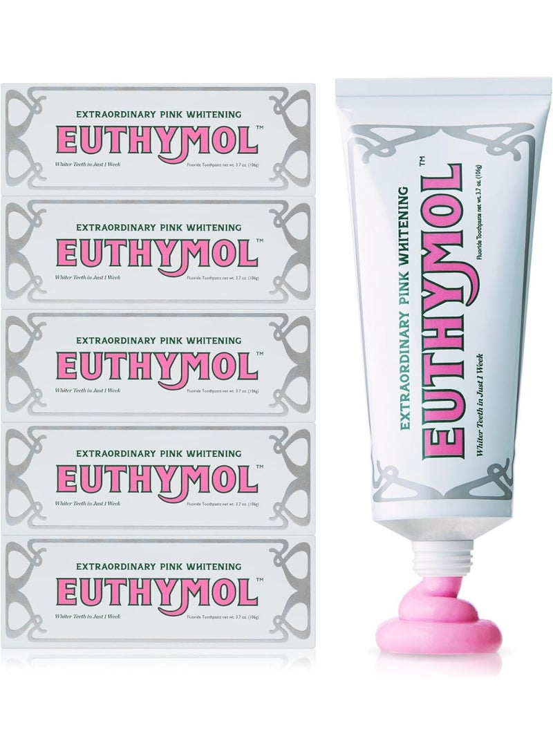 يوثيمول معجون أسنان يوثيمول لتبييض الأسنان (٣.٧ أونصة سائلة، عبوة من ٥ قطع) - إزالة البقع خلال أسبوعين، انتعاش يدوم طويلاً للثة والأسنان الحساسة. رائحة فم كريهة، وقاية من التسوس. أنبوب ألومنيوم قابل لإعادة التدوير. - Image 1