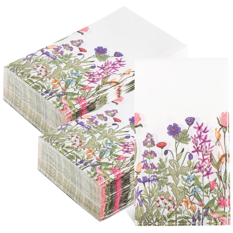 Adecortalk 60 Pack Floral Guest Napkins Disposable Napkins Decorative 3 Ply Napkins Paper Hand Towels for Bathroom Home Dinner Wedding Baby Shower Birthday Party Supplies - Image 1