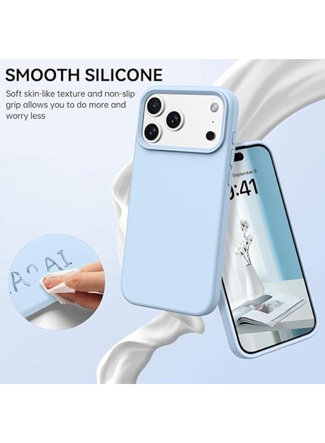 Compatible with iPhone 17 Pro Case Slim Liquid Silicone 4 Layers Full Covered Soft Gel Rubber Shockproof Cover, Protective Phone Case for iPhone 17 Pro (Sierra Blue) - Image 3