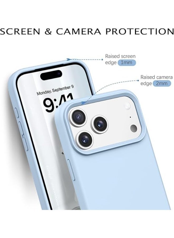 Compatible with iPhone 17 Pro Case Slim Liquid Silicone 4 Layers Full Covered Soft Gel Rubber Shockproof Cover, Protective Phone Case for iPhone 17 Pro (Sierra Blue) - Image 4