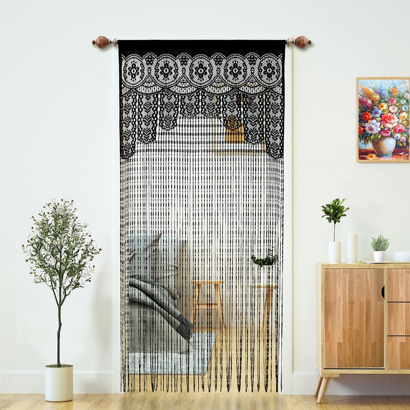 YaoYue Macrame Lace Door String Curtain for DoorwaysRoom Divider Doorway Hippie Window Panel Room Divider Wall Closet Curtains for Bedroom Closet Door Drapes Decorations 3579in90200cmBlack