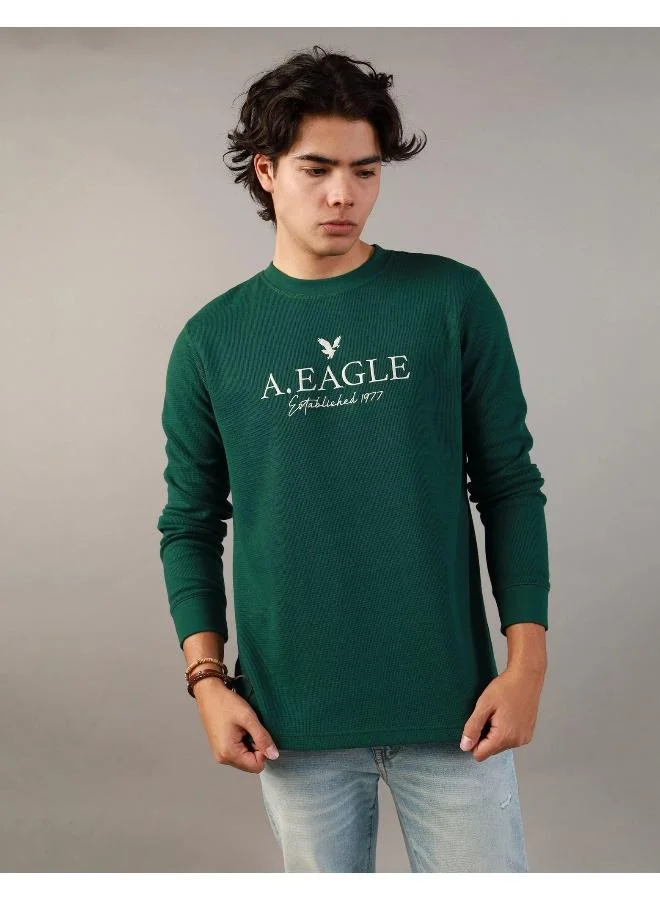 American Eagle AE Long-Sleeve Logo Graphic Thermal T-Shirt