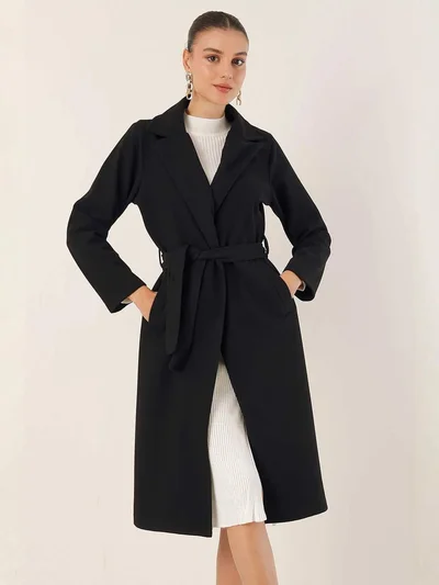 BIG DART BDART Double Breasted Tie Closure Textured Coat