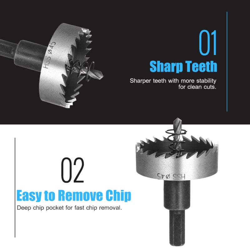 Hole Saw Bit: High Speed Steel, Heavy-duty, Optimized Sharp Tooth Design, Stainless Steel Hole Saw - Thick Walls For Longer Lifespan, Steel Hole Saw for Cutting Metal, Wood, Plastic, Pipe and Uneven W - Image 4