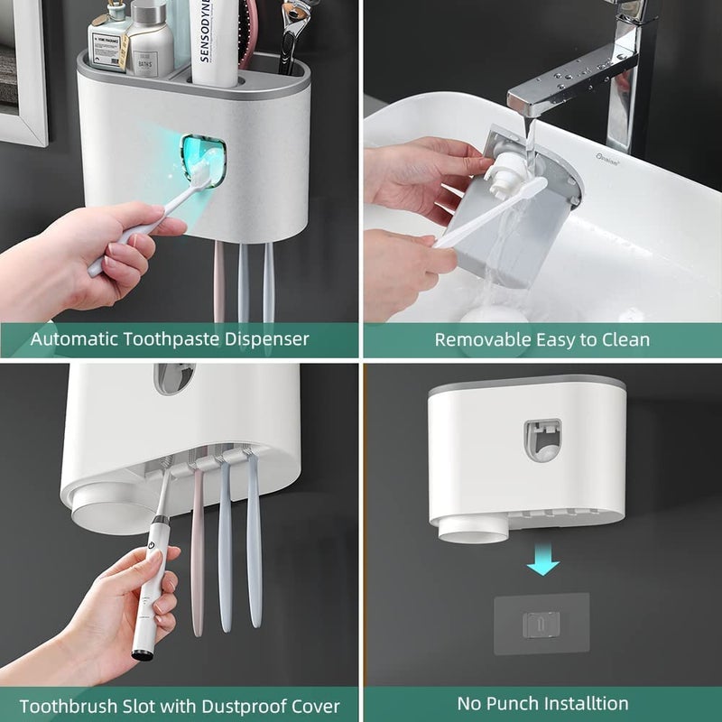 NUVEX Toothbrush Holder WallMounted with Automatic Toothpaste Dispenser Magnetic Cup SpaceSaving Bathroom Organizer with Drawer Shelf Easy to Clean 1 Cup ABS PlasticWhite - Image 5