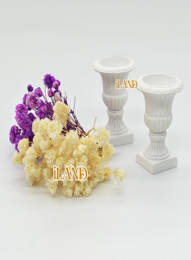 iLAND Miniature Dollhouse Accessories, 2pcs Dollhouse Plants w/Dry Flowers (2pcs Mini Urn Planters w/Flowers) - Image 2