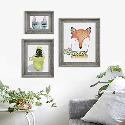 Eosglac Rustic 11x14 Picture Frame, Wooden Photo Frames with Plexiglass Front for Wall Mounting Display, Grey-brown - Image 2