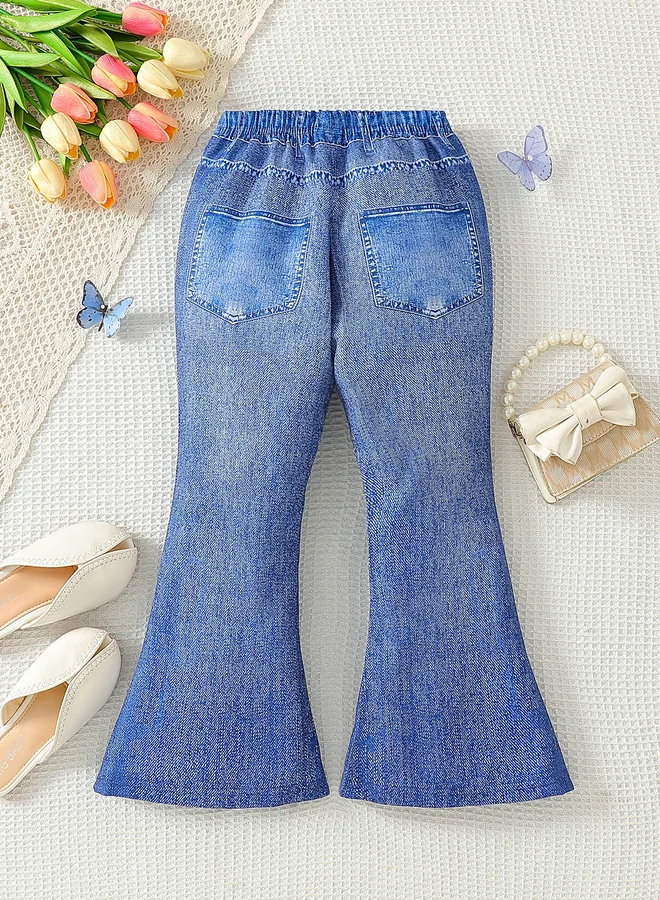 تايك تو Take Two Elastic Waistband Printed Flared Pants