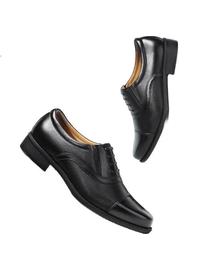 Strongman Qiangren Men'S Formal Shoes 3515 High Quality Top Layer Leather Business Shoes Slip-On Three Joint Cool Leather Shoes Black Size 44 - Image 2