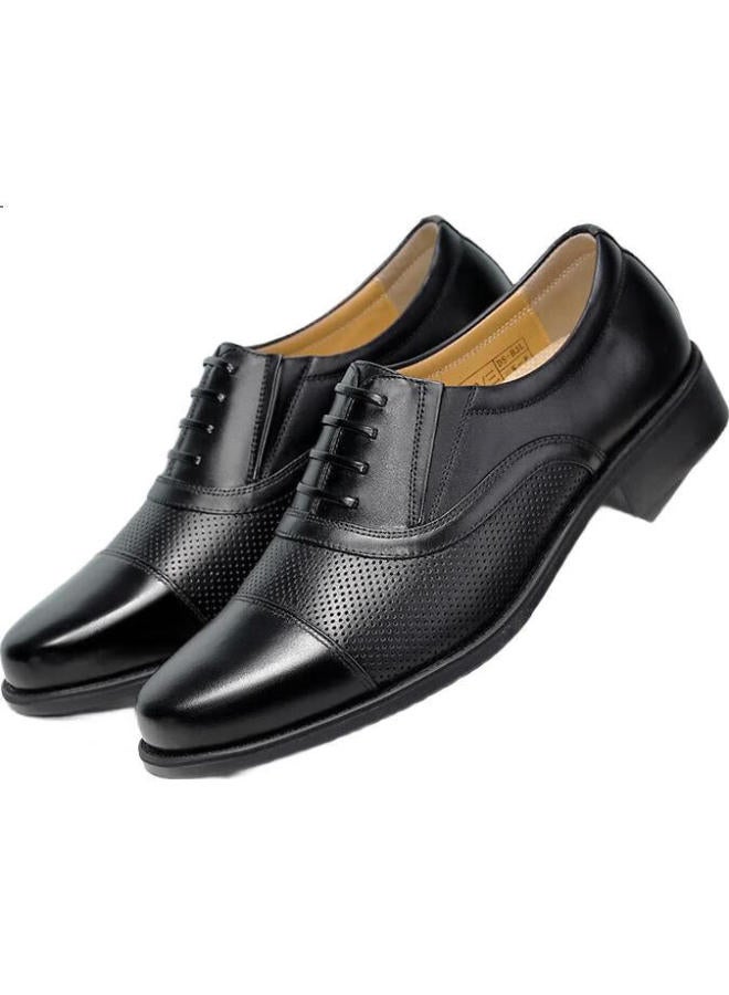 Strongman Qiangren Men'S Formal Shoes 3515 High Quality Top Layer Leather Business Shoes Slip-On Three Joint Cool Leather Shoes Black Size 44 - Image 1