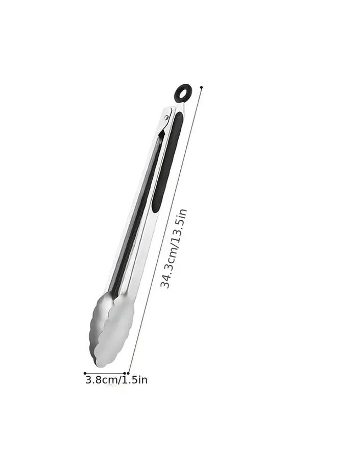 Red 3 Pack Heavy Duty Stainless Steel Kitchen Tongs 600C Heat Resistant Locking Design For Cooking BBQ Salad Prep - Image 4