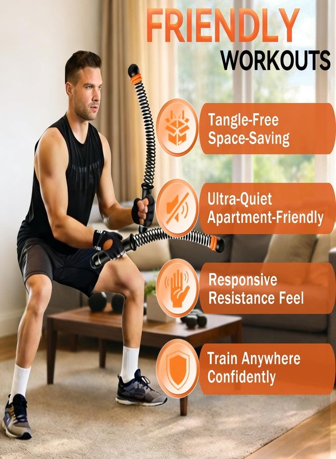 Flixoran Cordless Battle Ropes Adjustable Trainer, Ropeless Weighted Portable Exercise Equipment for Home Gym Workouts, Compact Arm Strength for Men Women, Heavy Flex Rope Stick Fitness Gift - Image 2