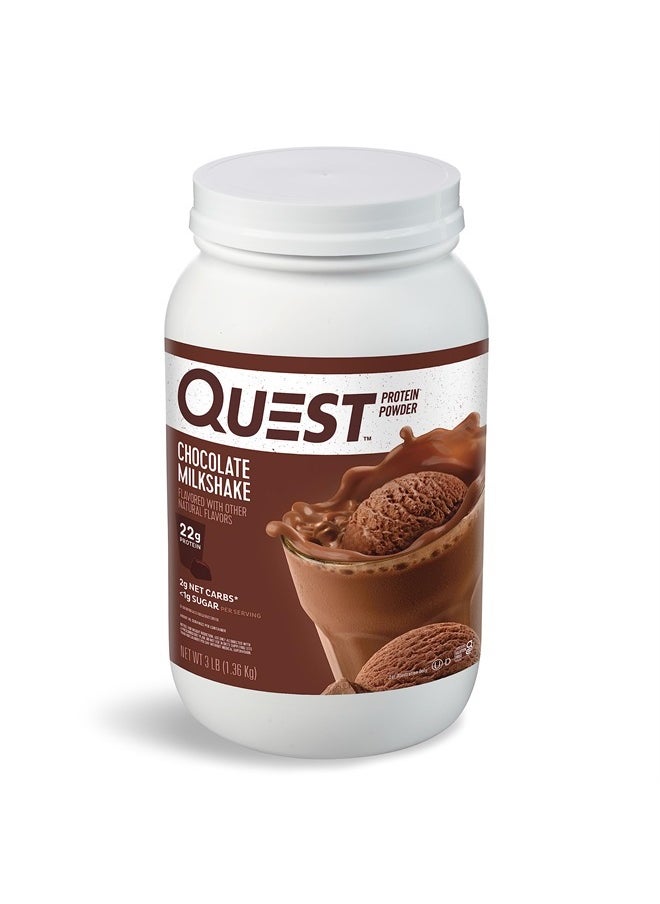 QUEST NUTRITION - Chocolate Milkshake Protein Powder, 22g Protein, 1g Sugar, Low Carb, Gluten Free, 3 Pound, 43 Servings - Image 1