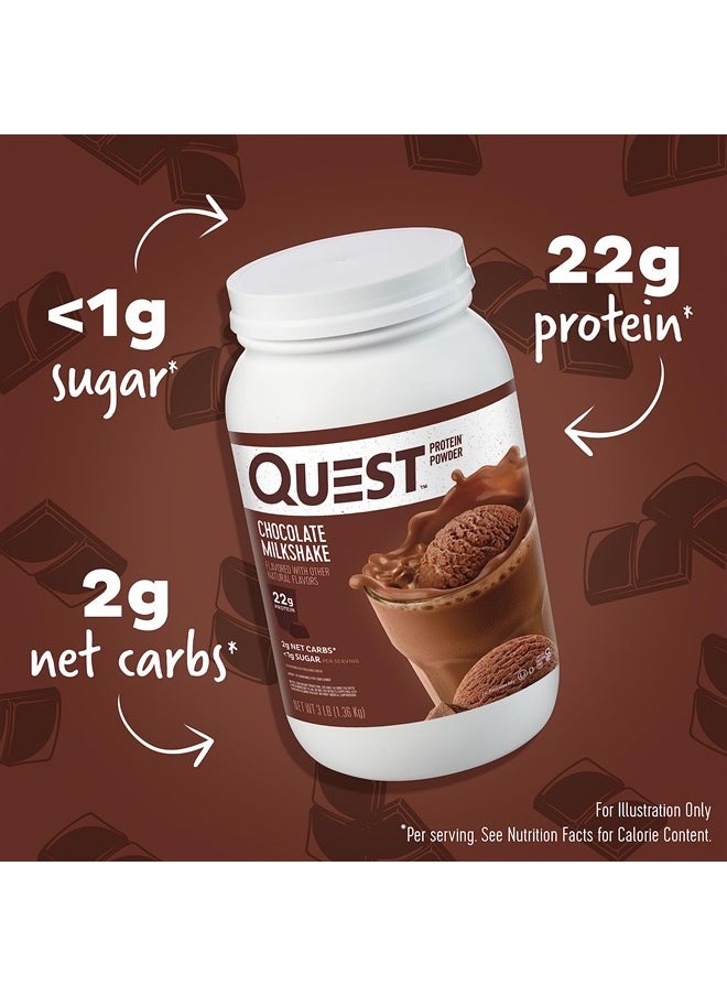 QUEST NUTRITION - Chocolate Milkshake Protein Powder, 22g Protein, 1g Sugar, Low Carb, Gluten Free, 3 Pound, 43 Servings - Image 1
