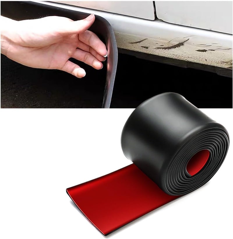 KASTWAVE 3ft x 3.15in Universal Rubber Side Skirt Protector, Anti-Scratch Bumper Edge Guards for Cars, Sedans, SUVs, Trucks, Flexible Black Door & Fender Trim Shield for Scratch Prevention - Image 1
