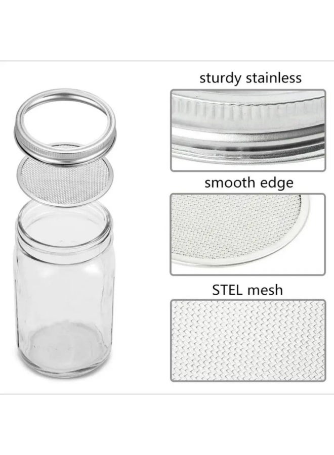 16oz/450ml Sprouting Jars with Screen Lids Sprouts Growing Kit Wide Mouth Mason Jar Seed Germination Kit Indoor Sprouter Set - Image 4