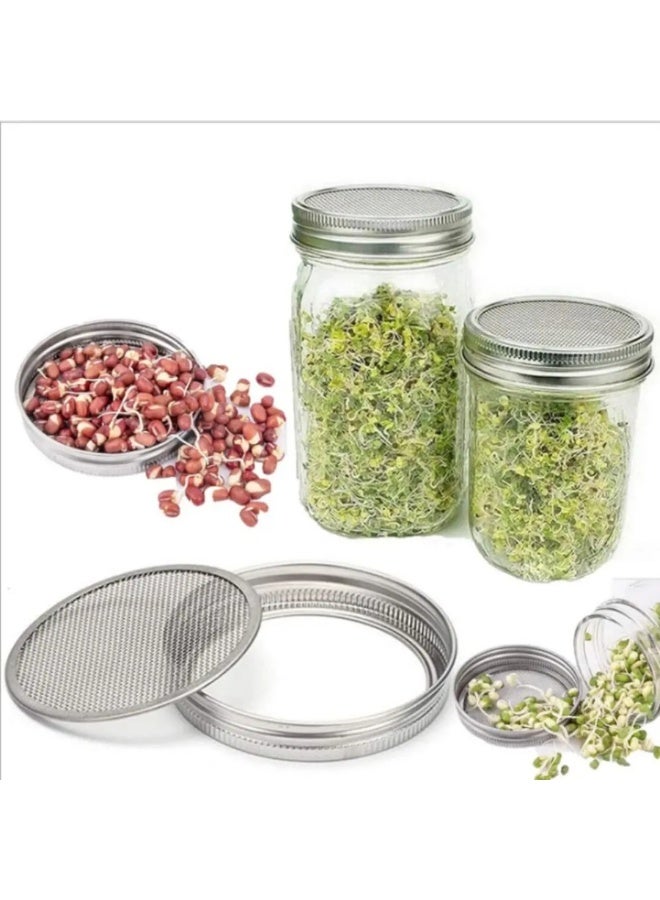 16oz/450ml Sprouting Jars with Screen Lids Sprouts Growing Kit Wide Mouth Mason Jar Seed Germination Kit Indoor Sprouter Set - Image 3