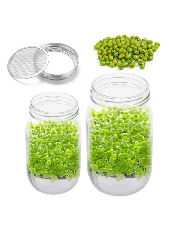 16oz/450ml Sprouting Jars with Screen Lids Sprouts Growing Kit Wide Mouth Mason Jar Seed Germination Kit Indoor Sprouter Set - Image 2