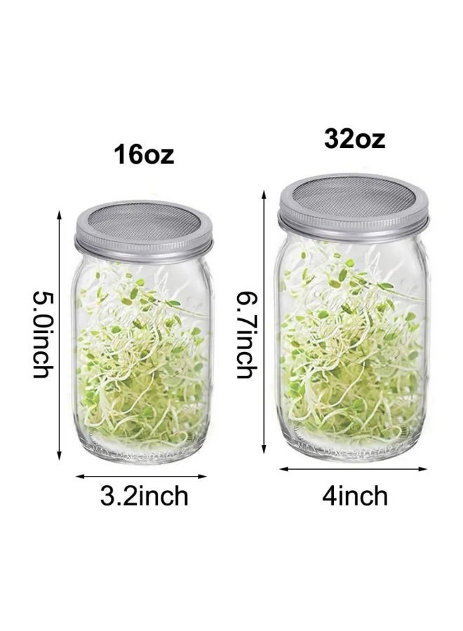 16oz/450ml Sprouting Jars with Screen Lids Sprouts Growing Kit Wide Mouth Mason Jar Seed Germination Kit Indoor Sprouter Set - Image 5