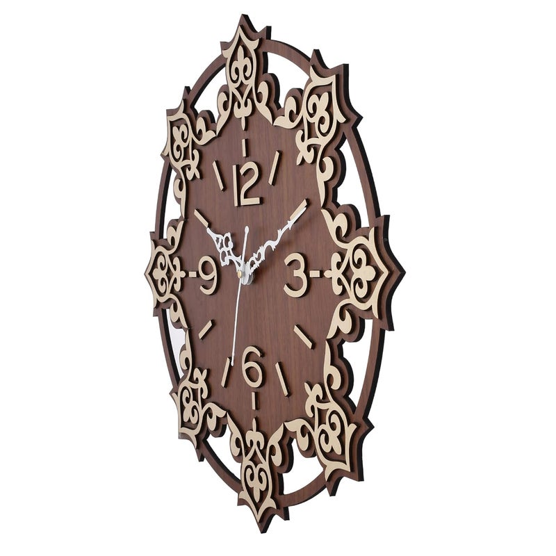 Nozvera Wooden Wall Clock for Home Decor Vintage Wall Clock for Home Antique Wooden Big Size Wall Clock for Home Living Room Bedroom Office and Hall 15 Inch X 15 Inch WDBG - Image 2