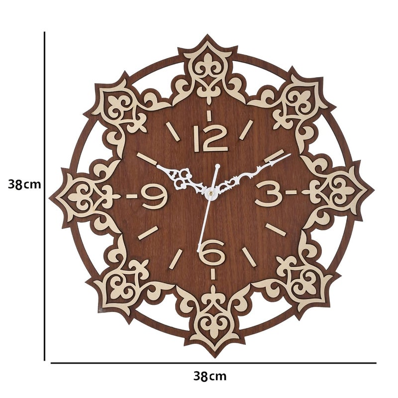 Nozvera Wooden Wall Clock for Home Decor Vintage Wall Clock for Home Antique Wooden Big Size Wall Clock for Home Living Room Bedroom Office and Hall 15 Inch X 15 Inch WDBG - Image 3