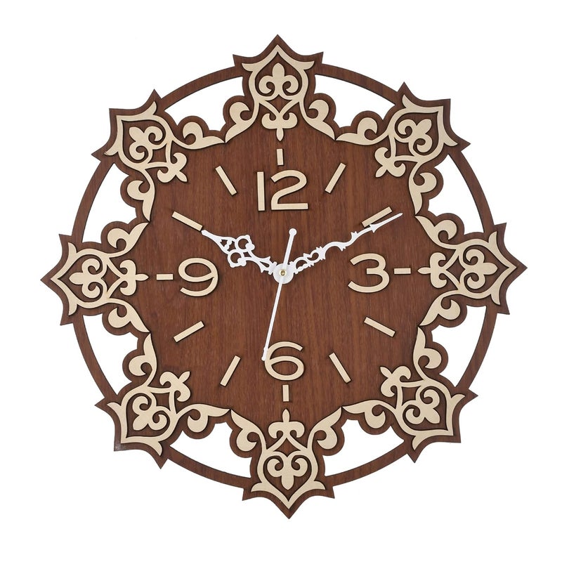 Nozvera Wooden Wall Clock for Home Decor Vintage Wall Clock for Home Antique Wooden Big Size Wall Clock for Home Living Room Bedroom Office and Hall 15 Inch X 15 Inch WDBG - Image 1