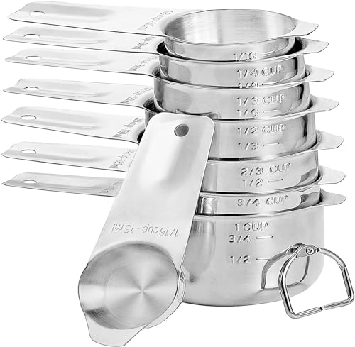 DOTINGHUX 8 Pcs Stainless Steel Measuring Cups Set, Kitchen Measuring Cup for Cooking and Baking - Image 1
