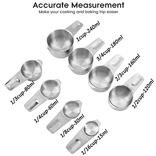 DOTINGHUX 8 Pcs Stainless Steel Measuring Cups Set, Kitchen Measuring Cup for Cooking and Baking - Image 3