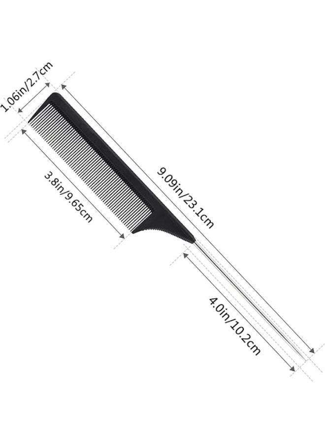Jagravo Professional Rat Tail Comb Set (3 Pack) – Anti-Static Carbon Fiber Fine Tooth Hair Parting Comb with Stainless Steel Metal Tail - Image 4