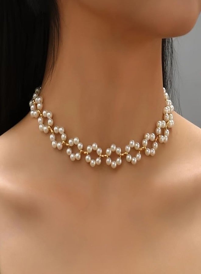 Amaal Stylish Pearl Choker Necklace for Women & Girls | Elegant Gold Plated Moti Choker Chain Necklace Pendant | Fashion Jewellery for Women | Aesthetic Accessories | Beautiful Gift for Woman -23 - Image 2