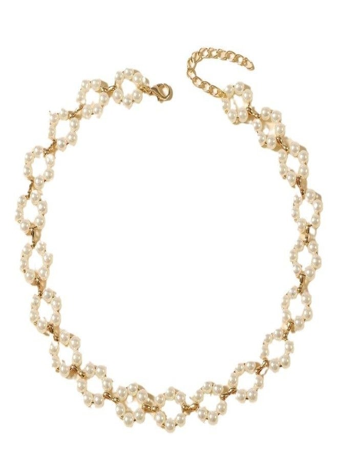 Amaal Stylish Pearl Choker Necklace for Women & Girls | Elegant Gold Plated Moti Choker Chain Necklace Pendant | Fashion Jewellery for Women | Aesthetic Accessories | Beautiful Gift for Woman -23 - Image 1