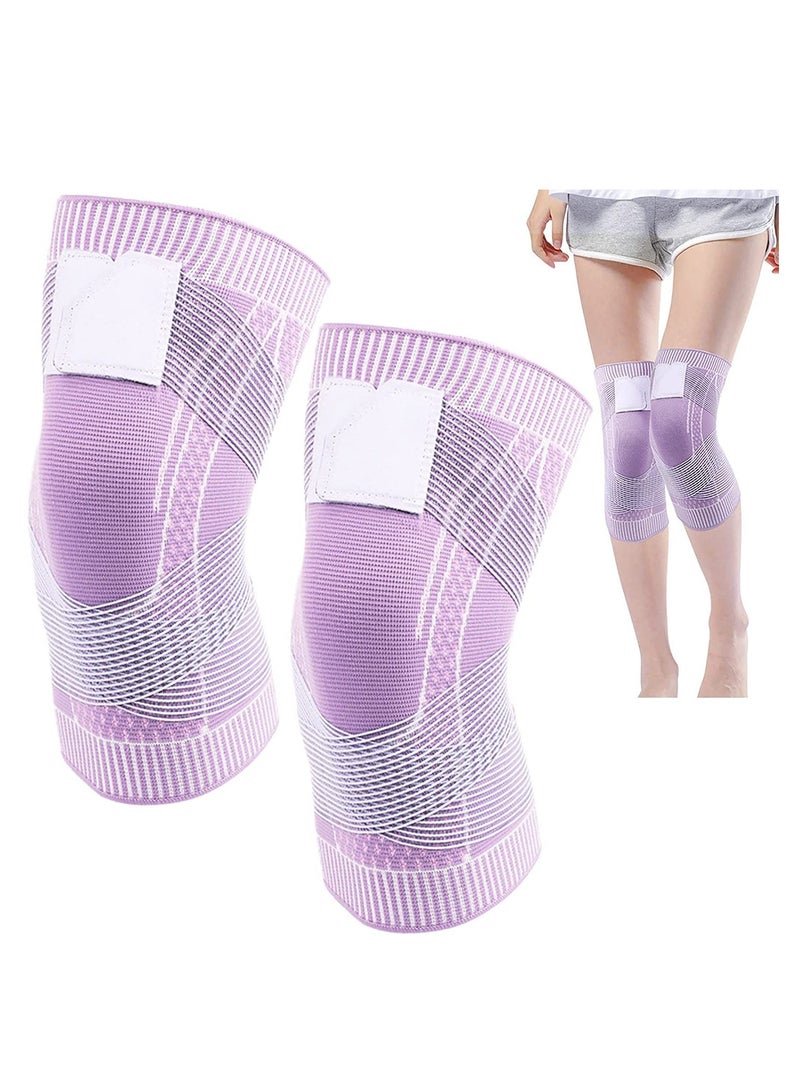 Destinek Knee Brace - Adjustable 3D High Elastic Compression Sleeves for Women, 1 Pair Knee Support for Pain Relief, Dual Rodillera Design (XL) - Image 1