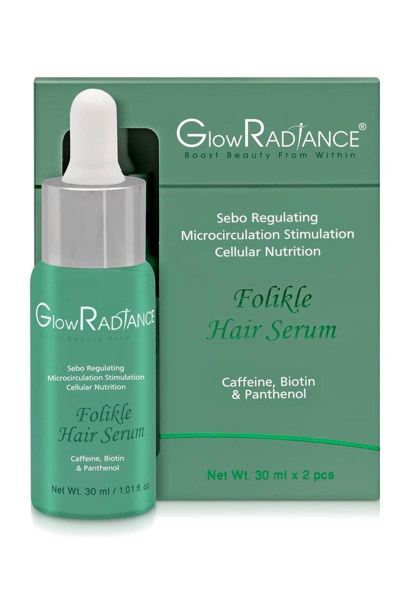 Glow Radiance Hair Growth Serum Concentrate Ã¢Â€Â“ Caffeine, Biotin & Panthenol | Hair Fall Control & Growth Booster Ã¢Â€Â“ 30ml - Image 1