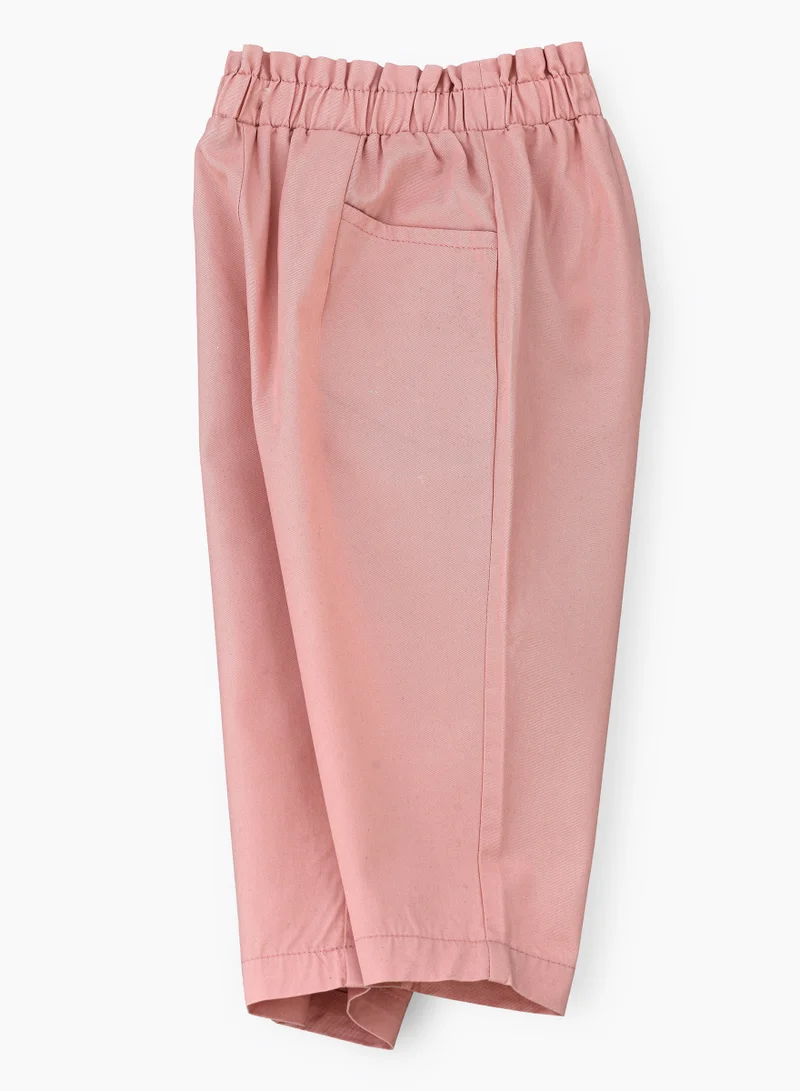 Jelliene Girls' Pink Cotton Woven Culottes