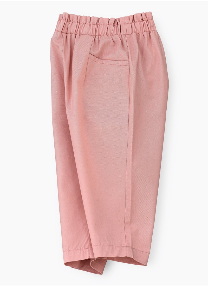 Jelliene - Girls' Pink Cotton Woven Culottes - Image 1