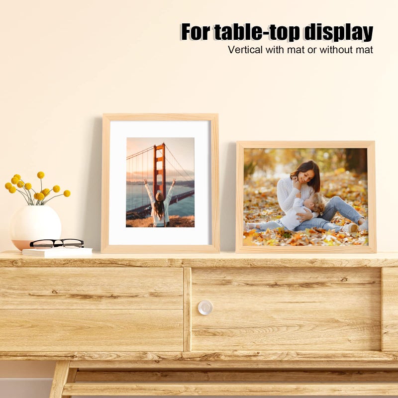 KINLINK 10x12 Picture Frames Natural Wood Frames with Acrylic Plexiglass for Pictures 7x9 with Mat or 10x12 without Mat  Tabletop and Wall Mounting Display  Set of 4 - Image 5