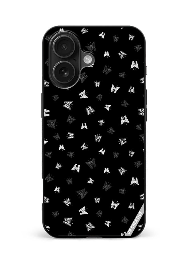 VR CREATIVE Protective Case Cover For Apple iPhone 16 Plus Butterfly Black And White Design Multicolour