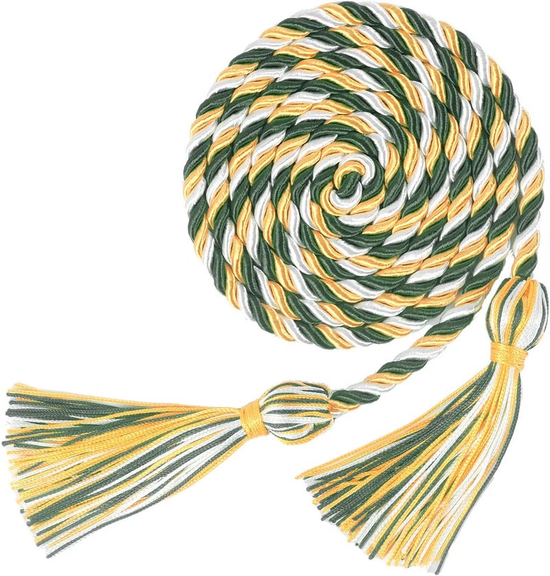 UIALECG Graduation Honor Cords, 68" Long (Green/Gold/Gray) - Image 1