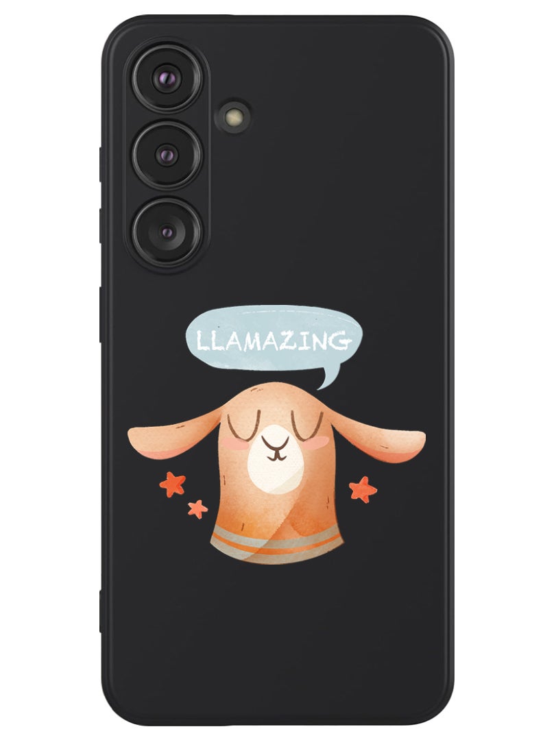 Theodor Protective Slim Fit Case Liquid Silicone Cover with Full Body Protection Anti-Scratch Shockproof Case For Samsung Galaxy S24 (Black) - Llamazing lama  - Image 1