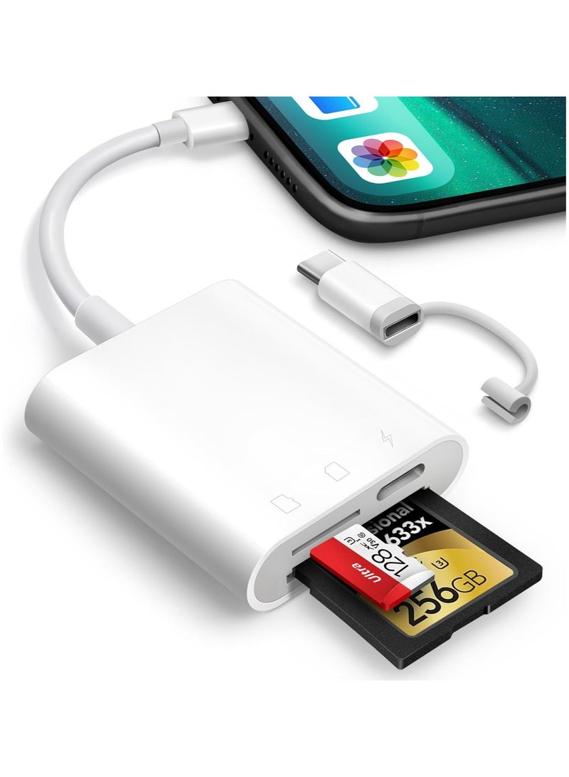 general SD Card Reader for iPhone iPad Memory Card Reader Adapter with SD  MicroSD Card Slots Plug and Play - Image 1