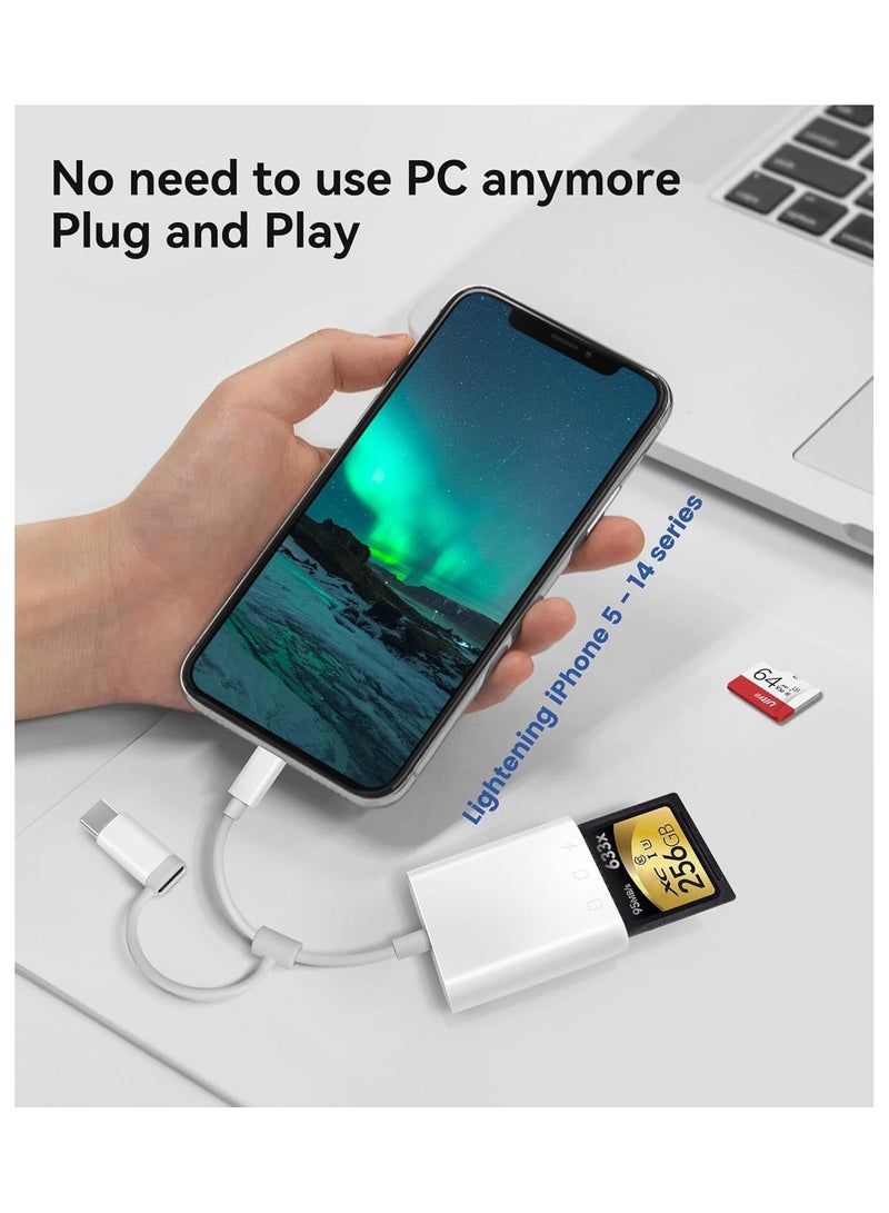 general SD Card Reader for iPhone iPad Memory Card Reader Adapter with SD  MicroSD Card Slots Plug and Play - Image 3
