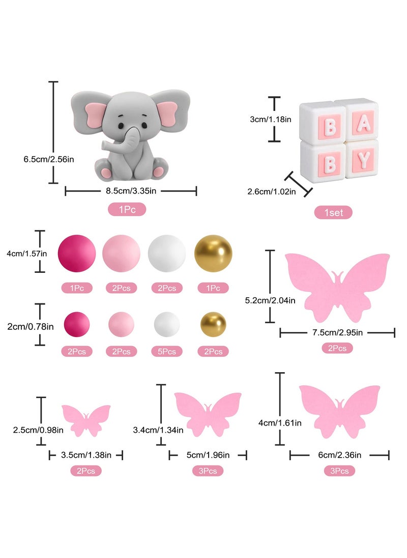 elephants Cake Topper Set pink, Birthday Cake Decoration Set, Small Bear Birthday Party Supplies, Cake Toppers baby shower  - Image 2