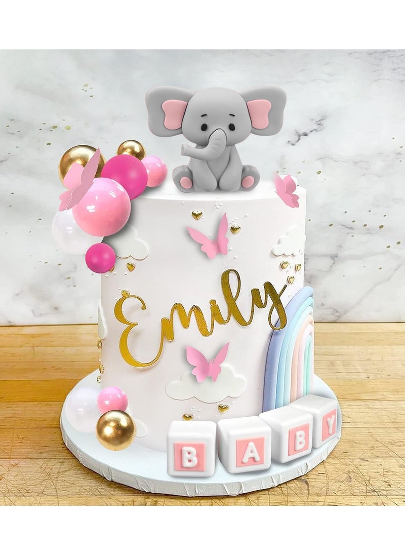 elephants Cake Topper Set pink, Birthday Cake Decoration Set, Small Bear Birthday Party Supplies, Cake Toppers baby shower  - Image 5