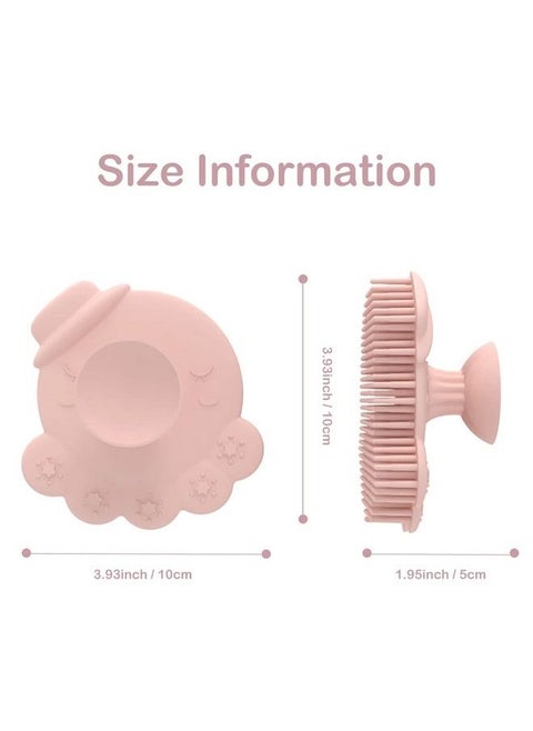Silicone Scrubber with Suction Cupped Back Soft Hair Scalp Massager Shampoo Brush Lightweight Octopus Shaped Exfoliating Bath Shower Body Brush for Adults and Kids (Silicone - Pink(1 pc))