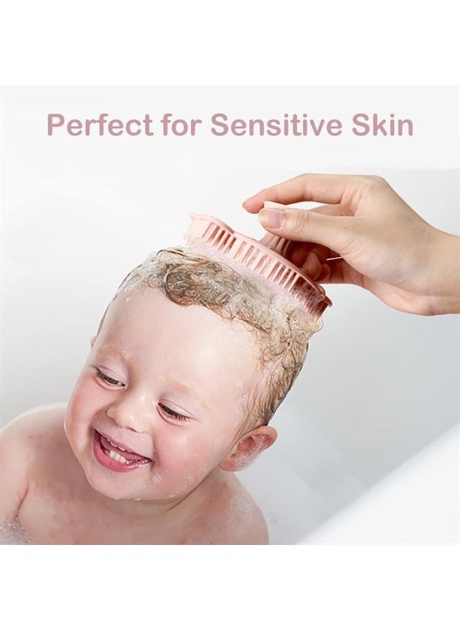 Silicone Scrubber with Suction Cupped Back Soft Hair Scalp Massager Shampoo Brush Lightweight Octopus Shaped Exfoliating Bath Shower Body Brush for Adults and Kids (Silicone - Pink(1 pc))