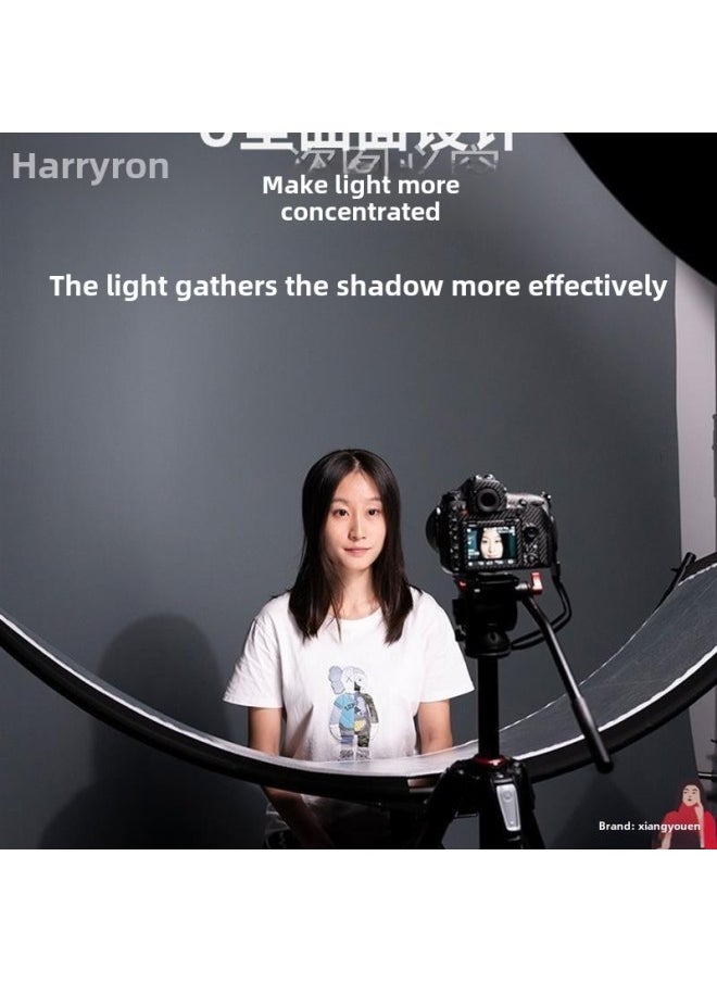 Generic Photo Portrait Photography U-shaped Background Plate Arc Reflective Screen Soft Light Curved Light Plate Live Supplement Certificate Reflector-Body Color:Small Size (free 2m Light Stand) + 70cm Ten-hexagonal Quick-release Soft Box + Honeycomb Mesh  - Image 2