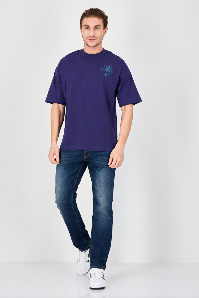 Ketch Men Crew Neck Short Sleeve Brand Logo T-Shirt, Blue - Image 4