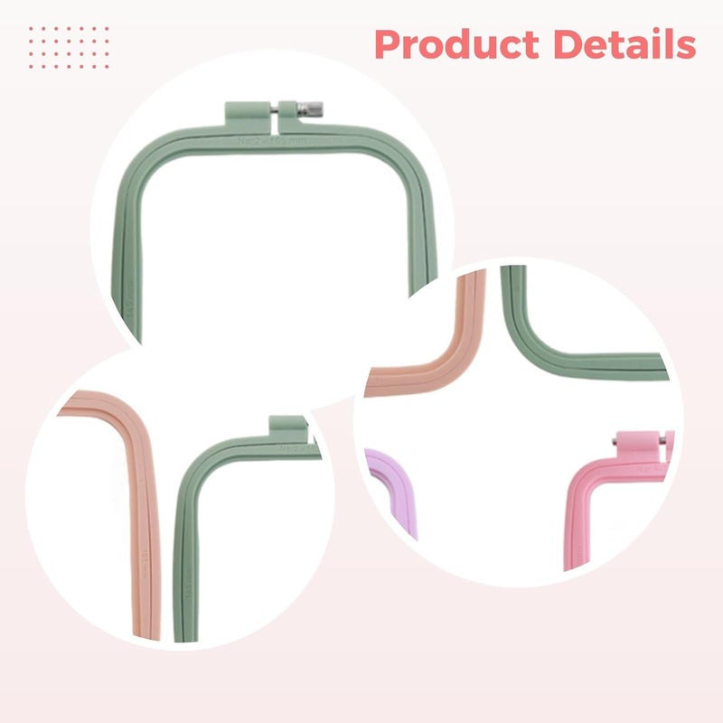 Abs Plastic Square Cross Stitch Hoops Set, 4 Pcs, Adjustable Punch Needle Hoops, Color, Multiple Sizes - Image 2
