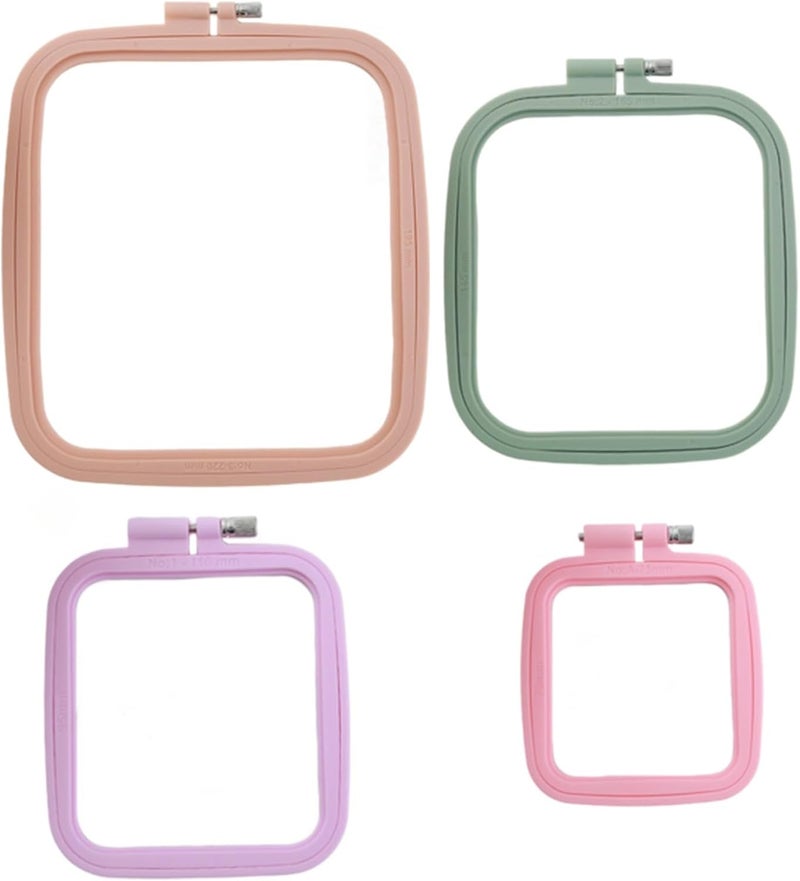 Abs Plastic Square Cross Stitch Hoops Set, 4 Pcs, Adjustable Punch Needle Hoops, Color, Multiple Sizes - Image 1
