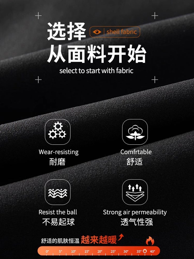Men's Half-High Collar Base Layer Long-Sleeve T-Shirt with Silk-Like Thin Velvet, Fleece-Lined Warm Top, Double-Sided German Velvet T-Shirt - Image 5